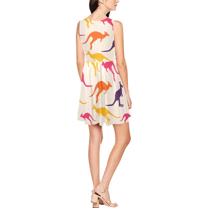 Kangaroos Pattern Print Design 01 Sleeveless Dress