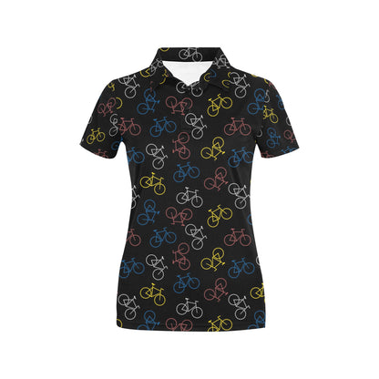 Bicycle Pattern Print Design 03 Women's Polo Shirt