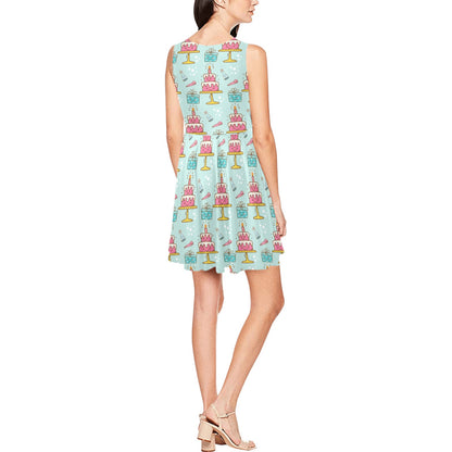 Cake Pattern Print Design 06 Sleeveless Dress