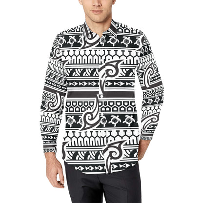 Samoan Style Print Design LKS305 Men's Long Sleeve Dress Shirt