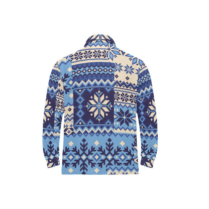 Nordic Pattern Print Design A04 Long Sleeve Polo Shirt For Men's
