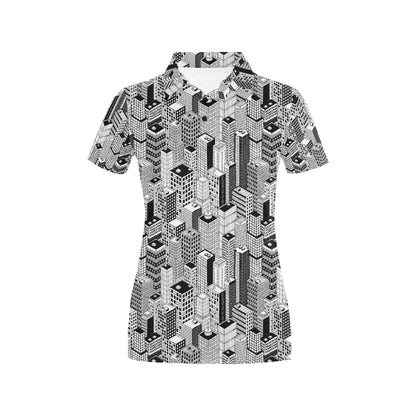 City  Pattern Print Design 02 Women's Polo Shirt