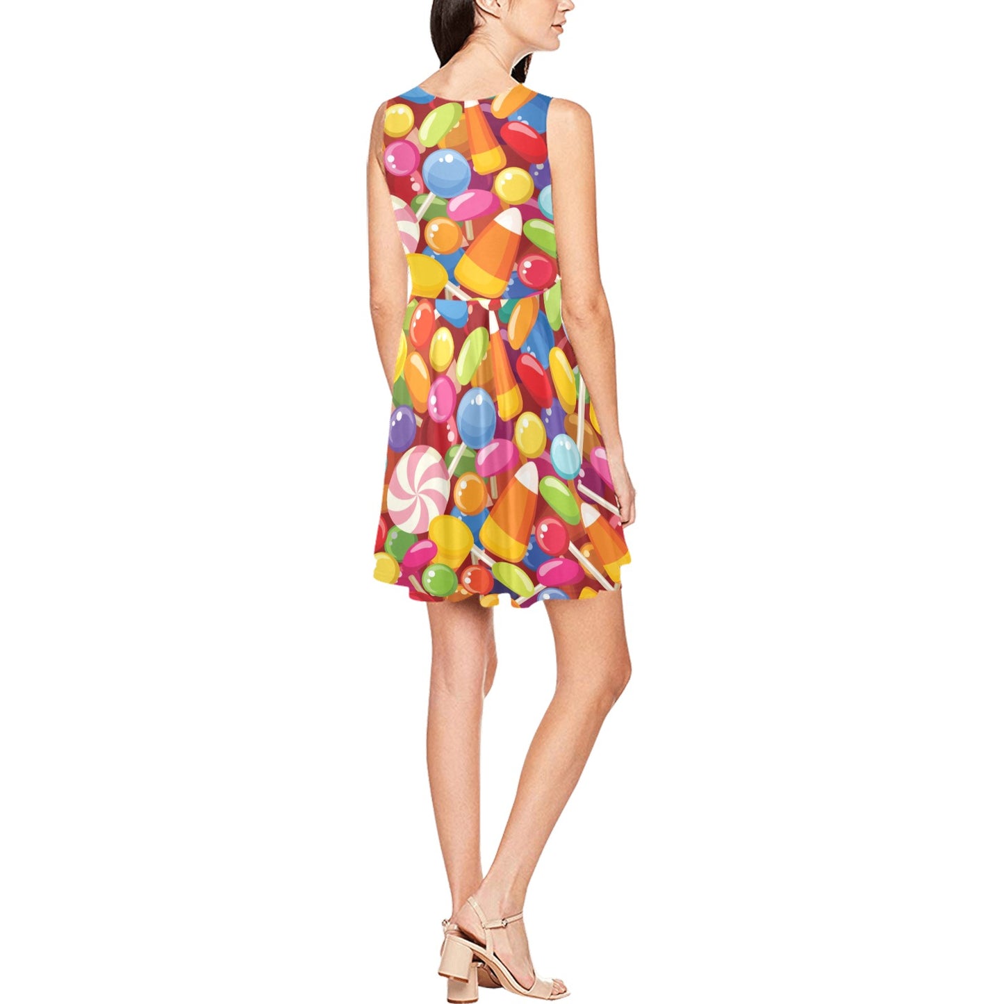 Candy Pattern Print Design 02 Sleeveless Dress