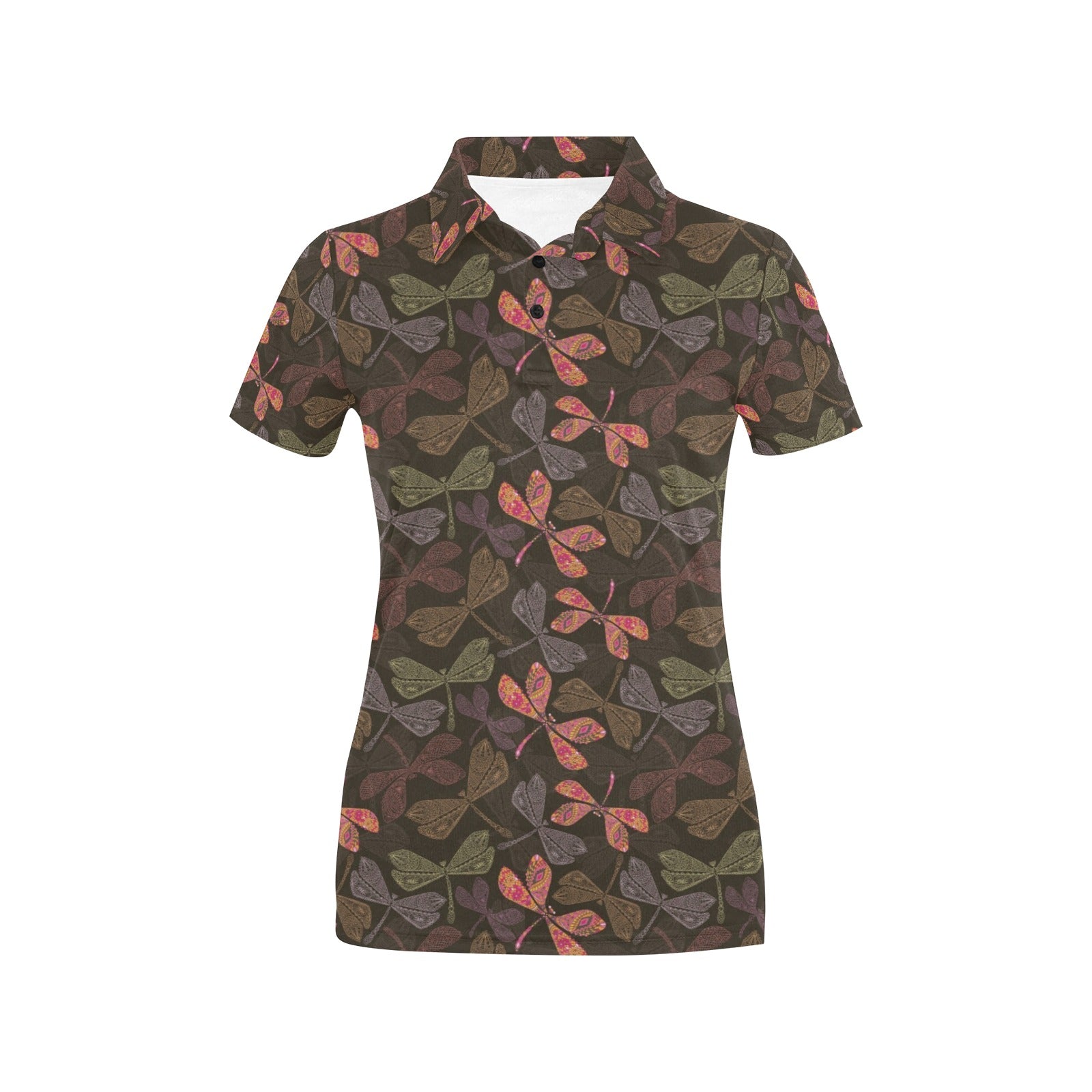 Dragonfly Pattern Print Design 02 Women's Polo Shirt