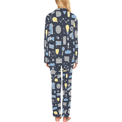 Accounting Financial Pattern Print Design 04 Women's Long Pajama Set