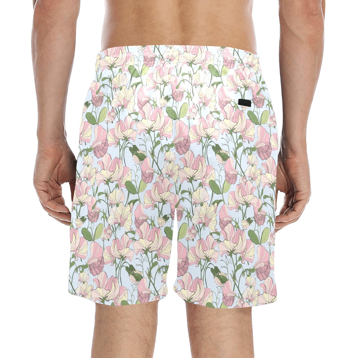 Sweet Pea Print Design LKS304 Men's Swim Trunks Beach Shorts