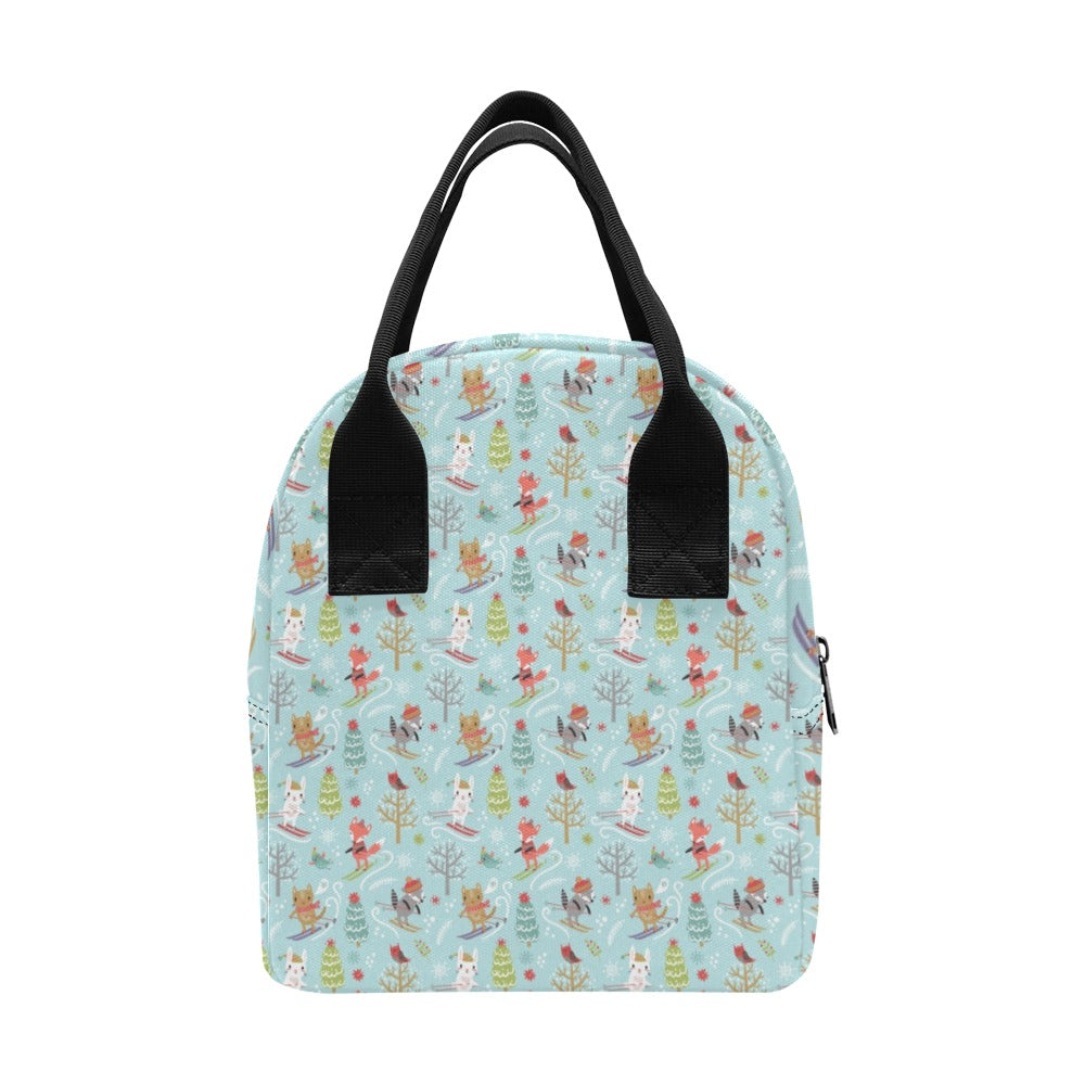 Ski Fox Cute Print Design LKS303 Insulated Lunch Bag