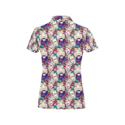 Sheep Print Design LKS403 Women's Polo Shirt