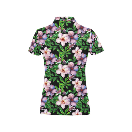 Plumeria Pattern Print Design PM01 Women's Polo Shirt