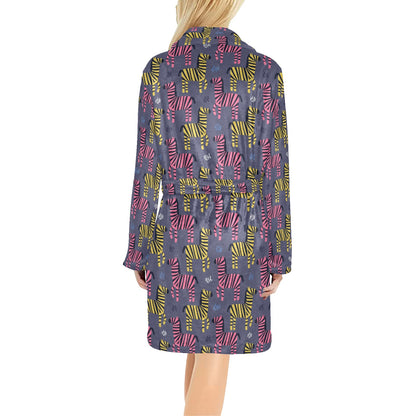 Zebra Print Design LKS303 Women's Fleece Robe