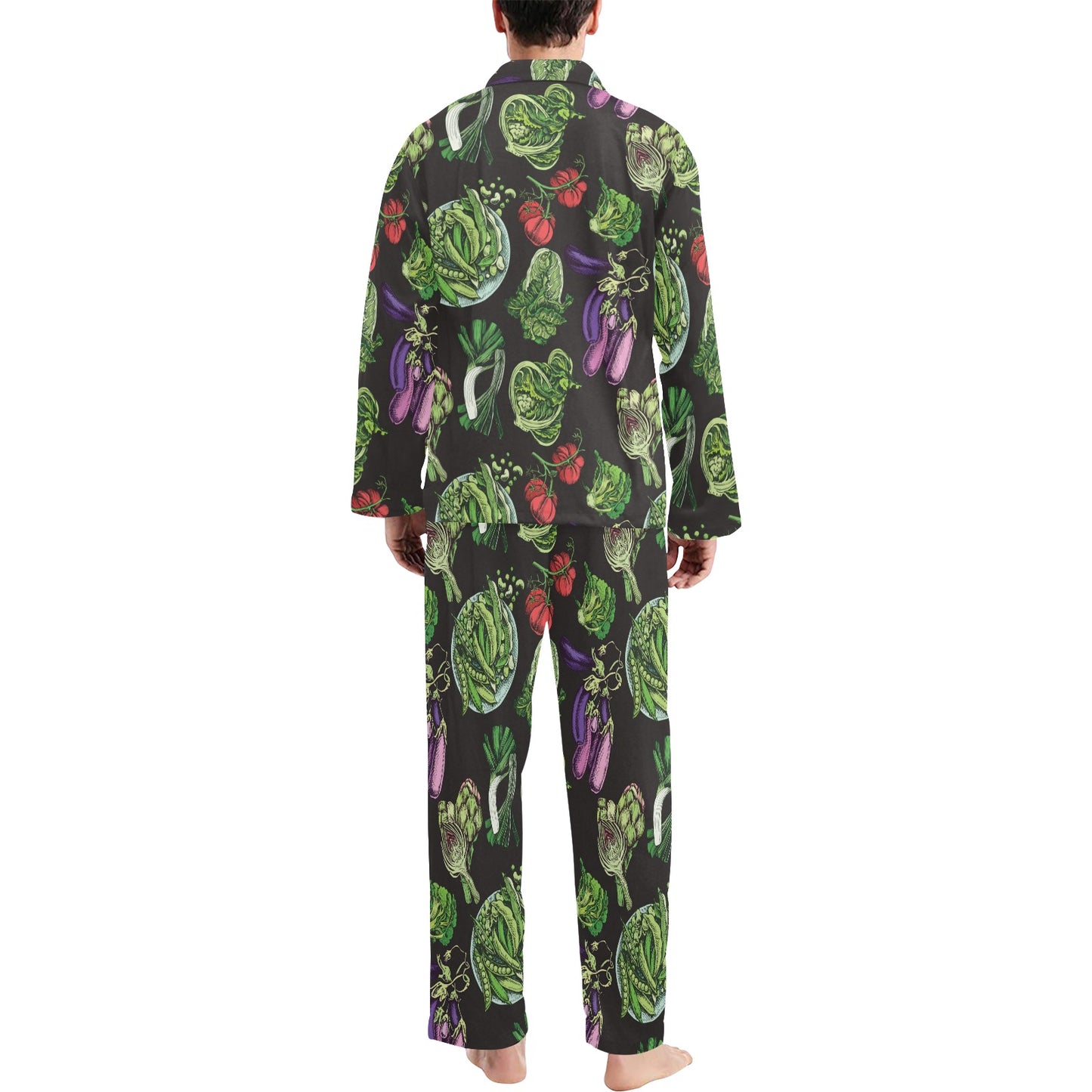 Lettuce Pattern Print Design 01 Men's Long Pajama Set