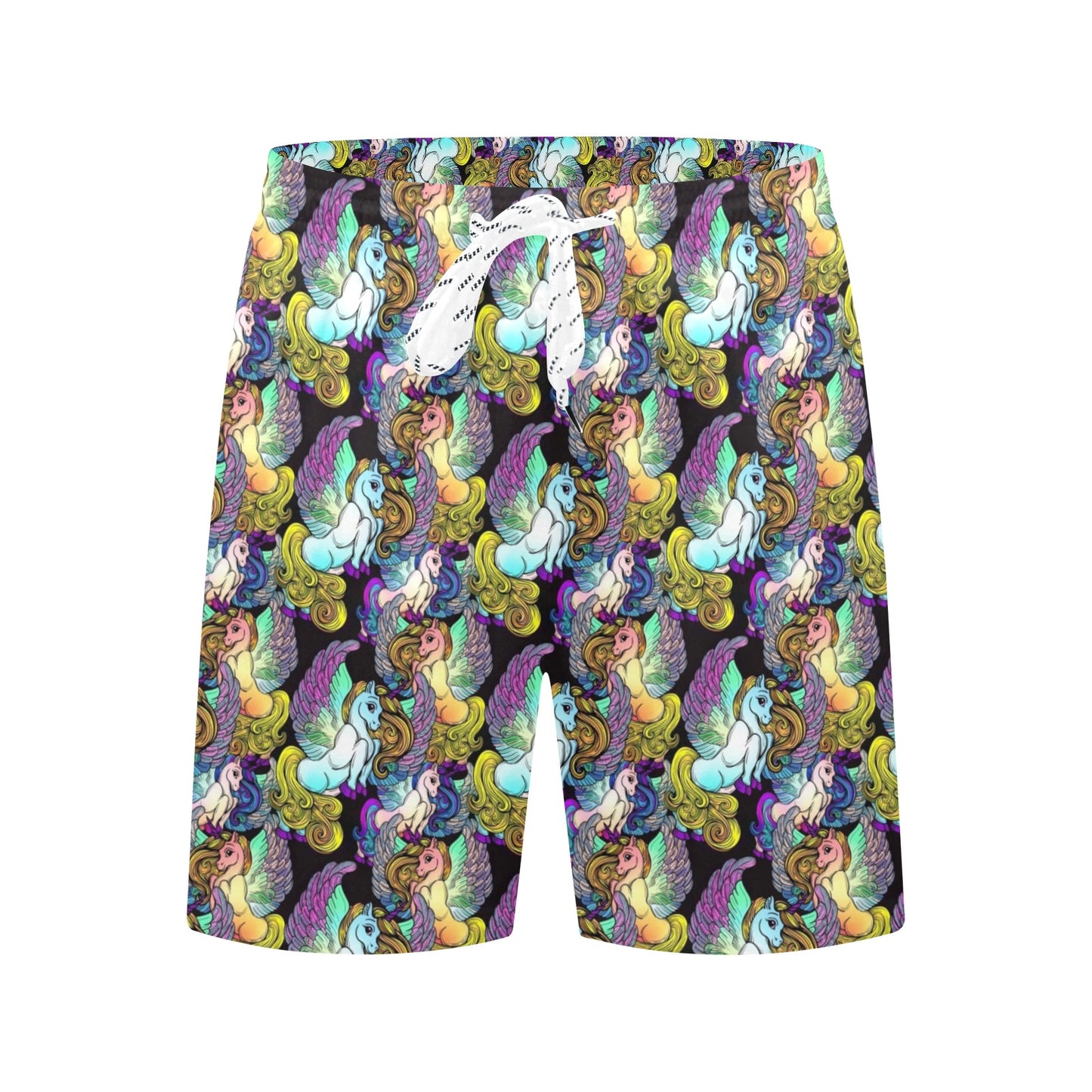 Unicorn With Wings Print Pattern Men's Swim Trunks Beach Shorts