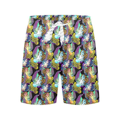 Unicorn With Wings Print Pattern Men's Swim Trunks Beach Shorts