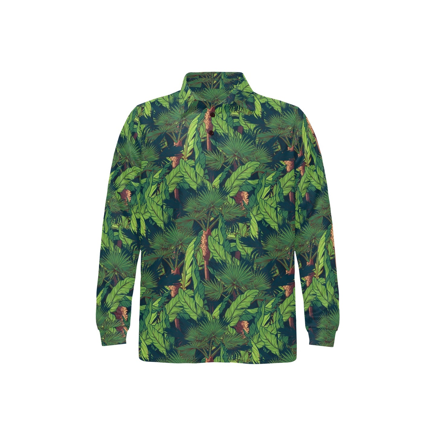 Rainforest Pattern Print Design A01 Long Sleeve Polo Shirt For Men's
