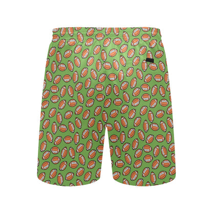 American Football on Green Design Men's Swim Trunks Beach Shorts
