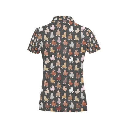 Alpaca Cute Design Themed Print Women's Polo Shirt