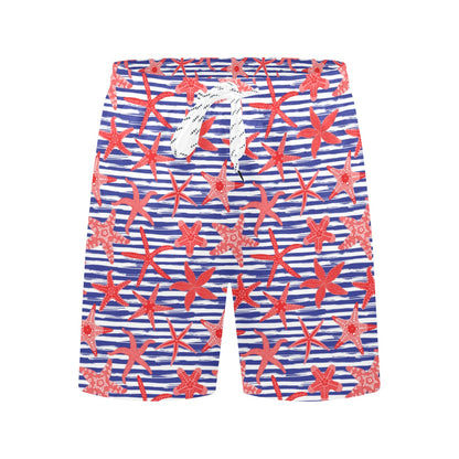Starfish Print Design LKS401 Men's Swim Trunks Beach Shorts