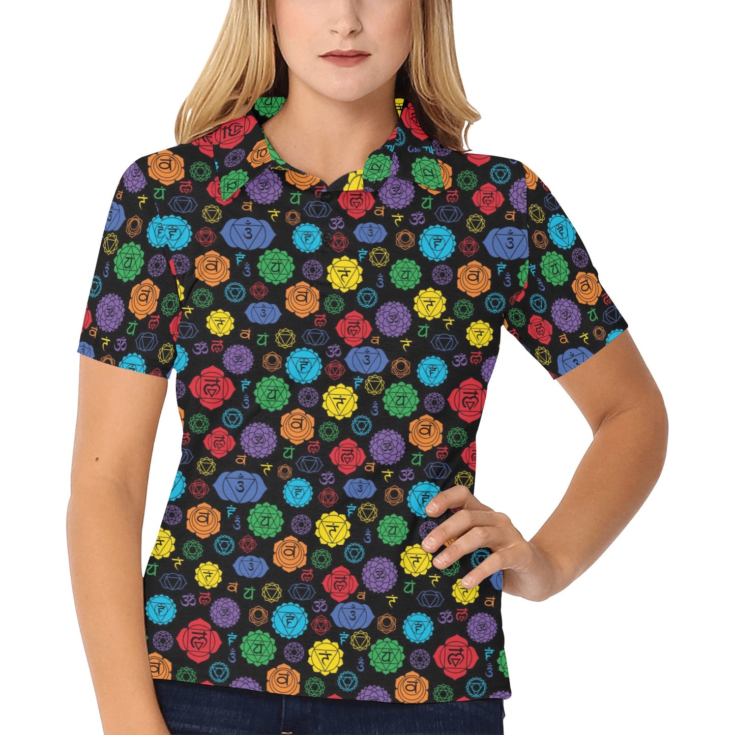 Chakra Pattern Print Design 01 Women's Polo Shirt