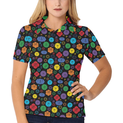 Chakra Pattern Print Design 01 Women's Polo Shirt