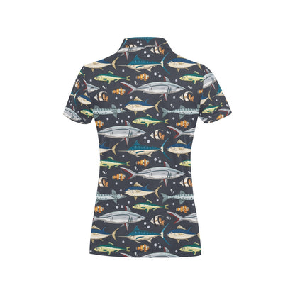 Swordfish Pattern Print Design 04 Women's Polo Shirt