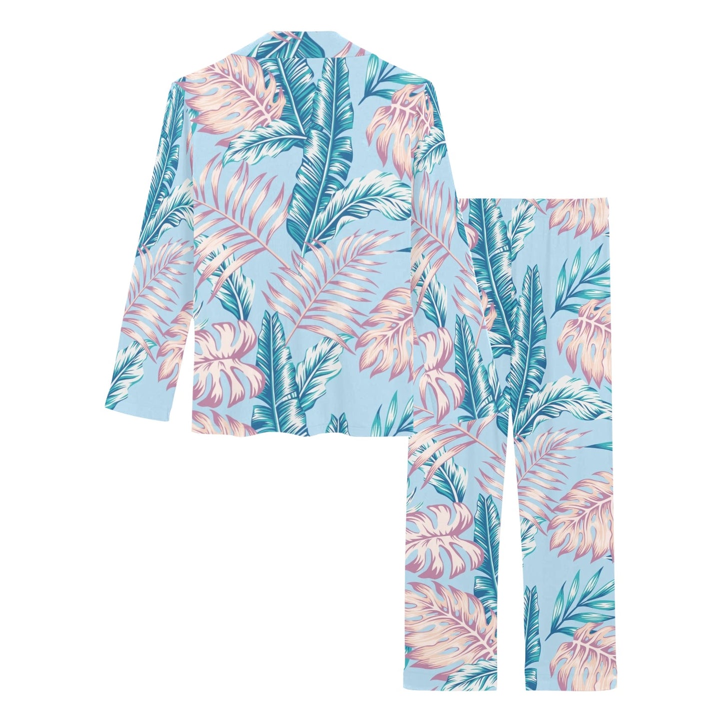 Tropical Flower Pattern Print Design TF01 Women's Long Pajama Set