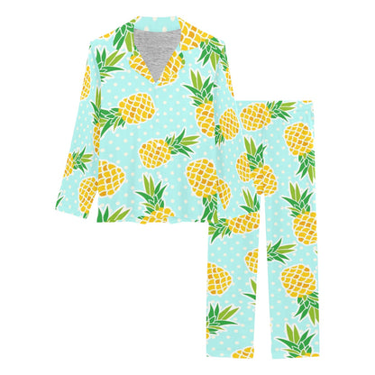 Pineapple Pattern Print Design PP01 Women's Long Pajama Set