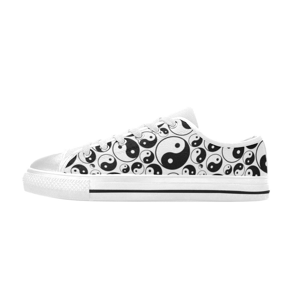 Yin Yang Print Design LKS302 Women's White Low Top Shoes