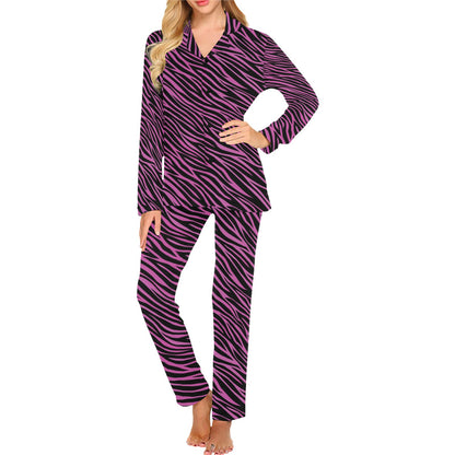 Zebra Pink Print Design LKS304 Women's Long Pajama Set