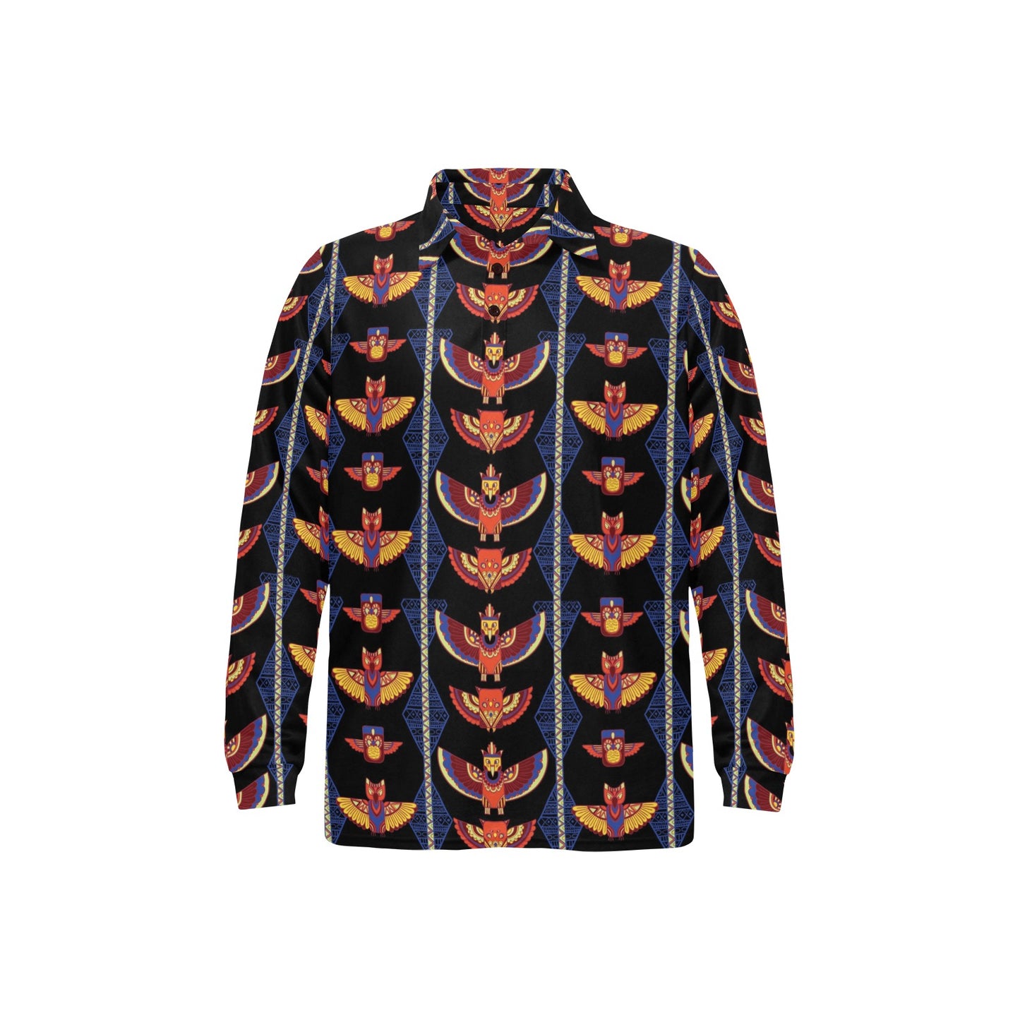 Totem Print Design LKS301 Long Sleeve Polo Shirt For Men's