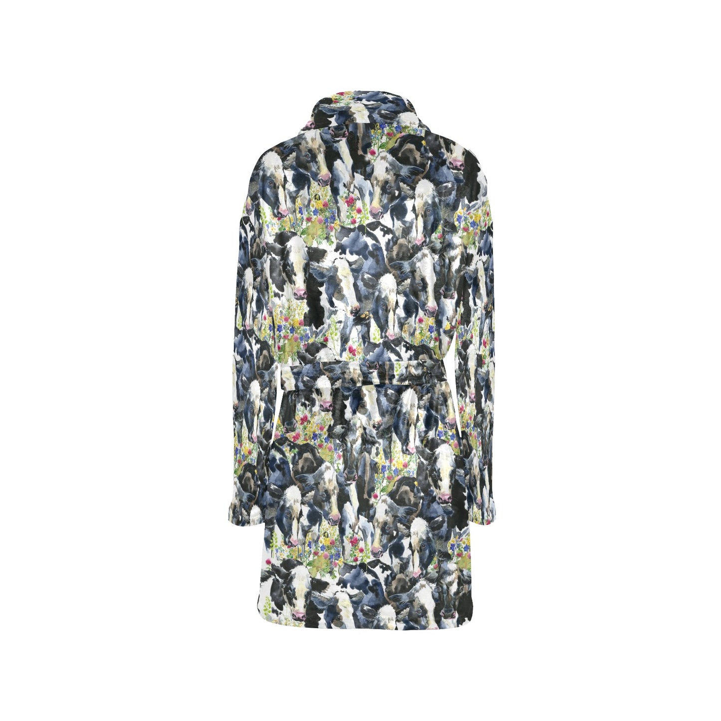 Cow Watercolor Print Pattern Women's Fleece Robe