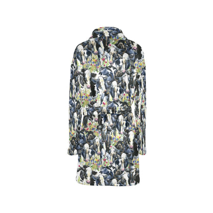 Cow Watercolor Print Pattern Women's Fleece Robe
