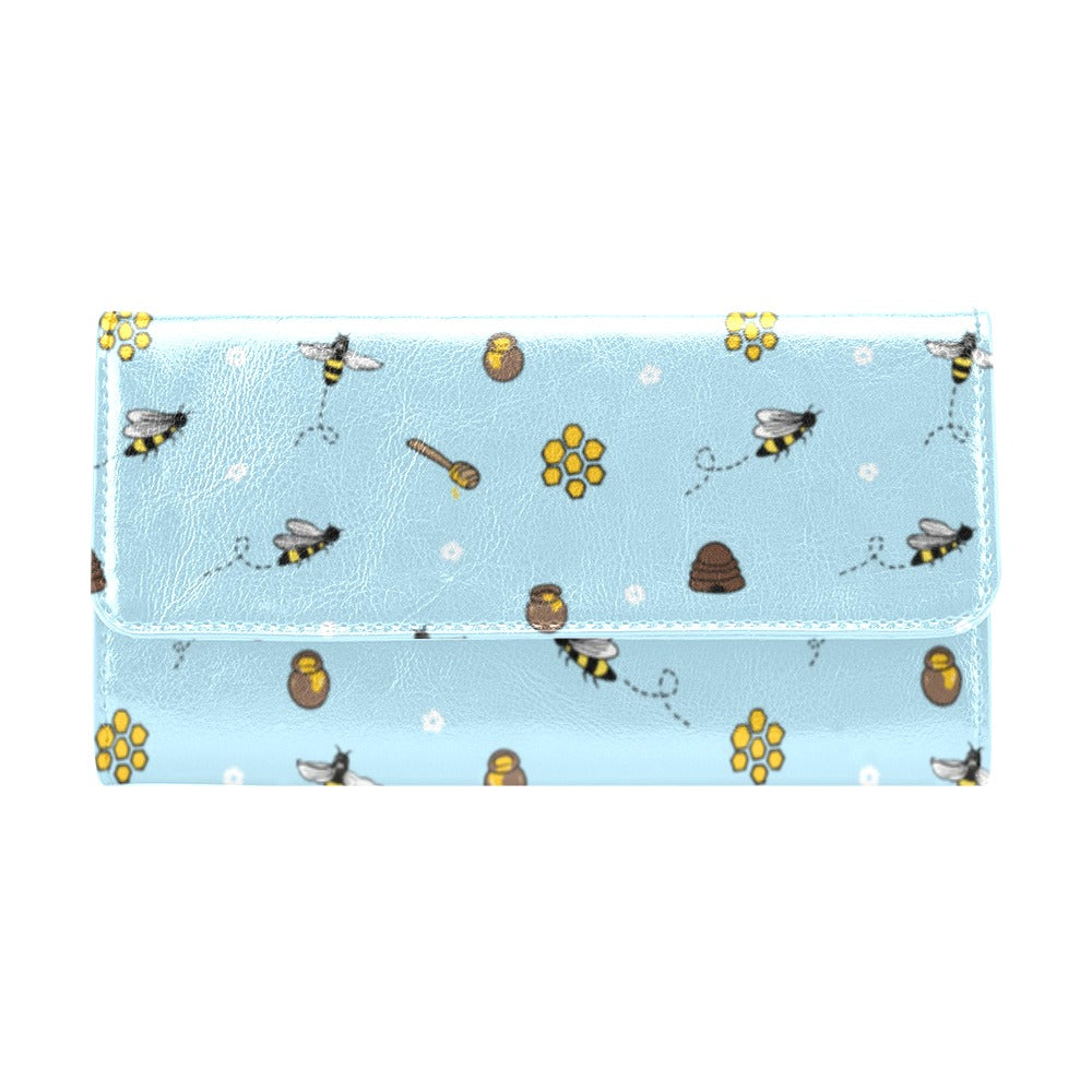 Honey Bee Print Design LKS307 Women's Trifold Wallet