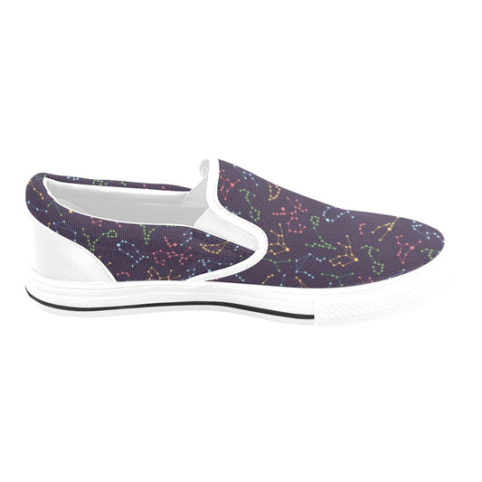 Zodiac Print Design LKS301 White Slip Ons Canvas Women's Shoes