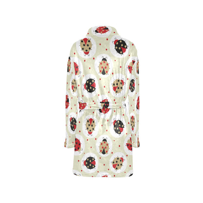 Ladybug Pattern Print Design 03 Women's Fleece Robe