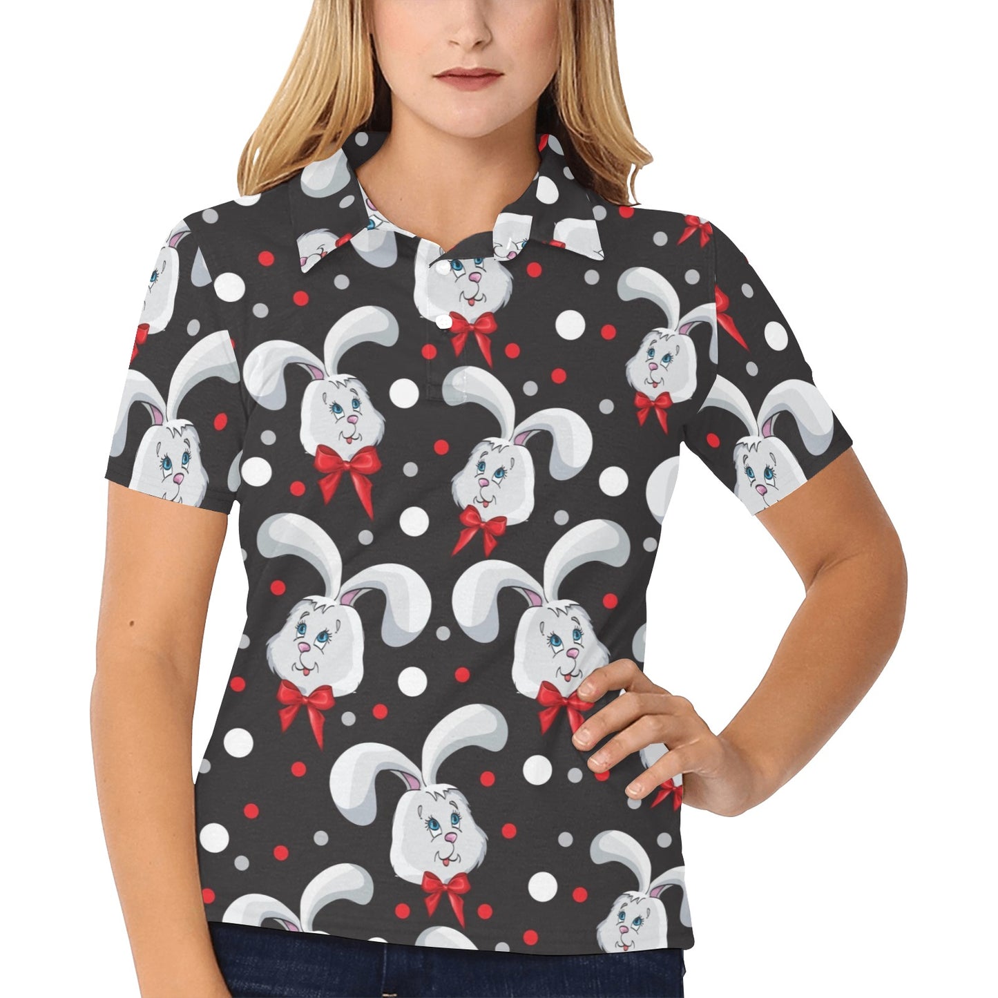 Rabbit Pattern Print Design RB012 Women's Polo Shirt