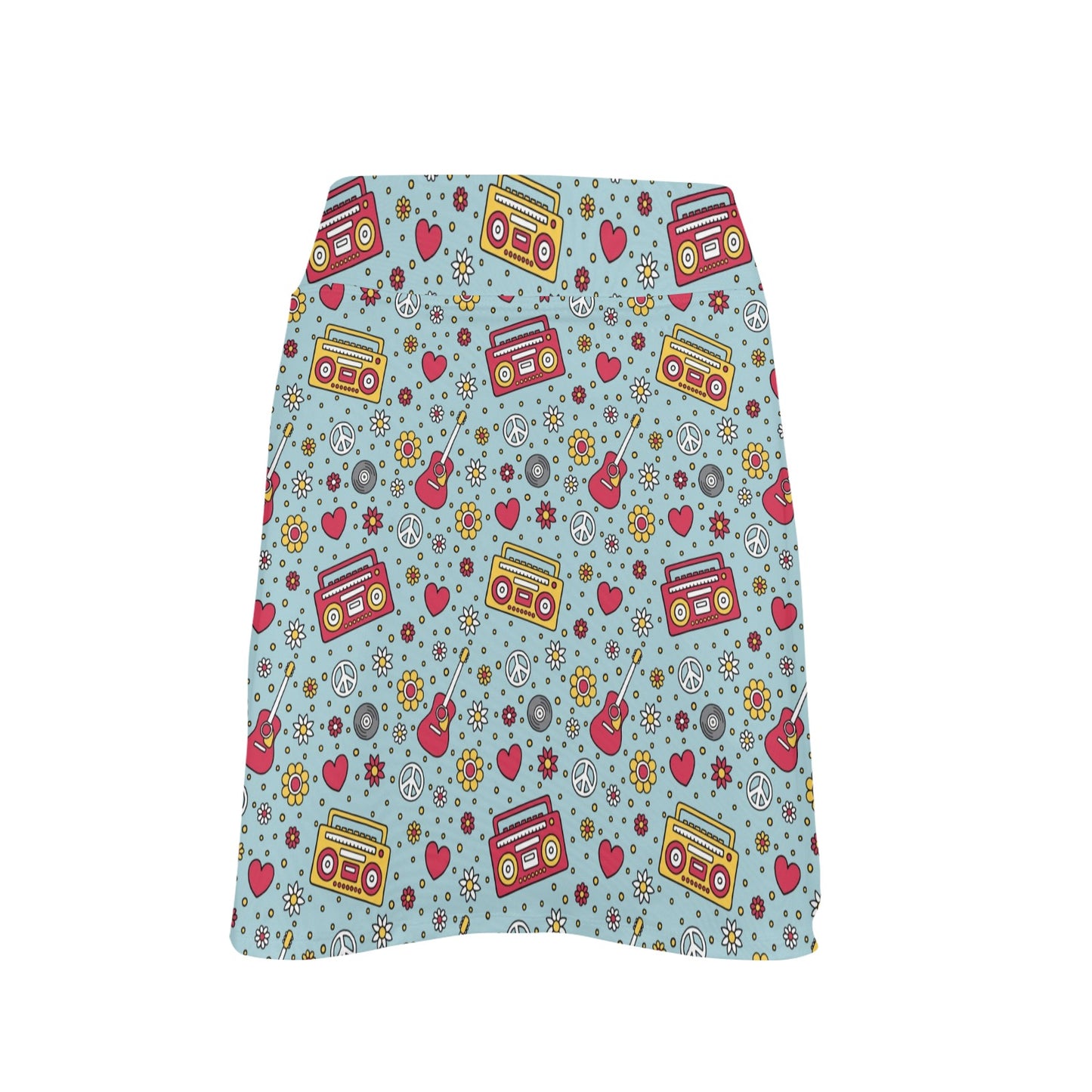 Hippie Print Design LKS307 Women's Golf Skirt with Pocket