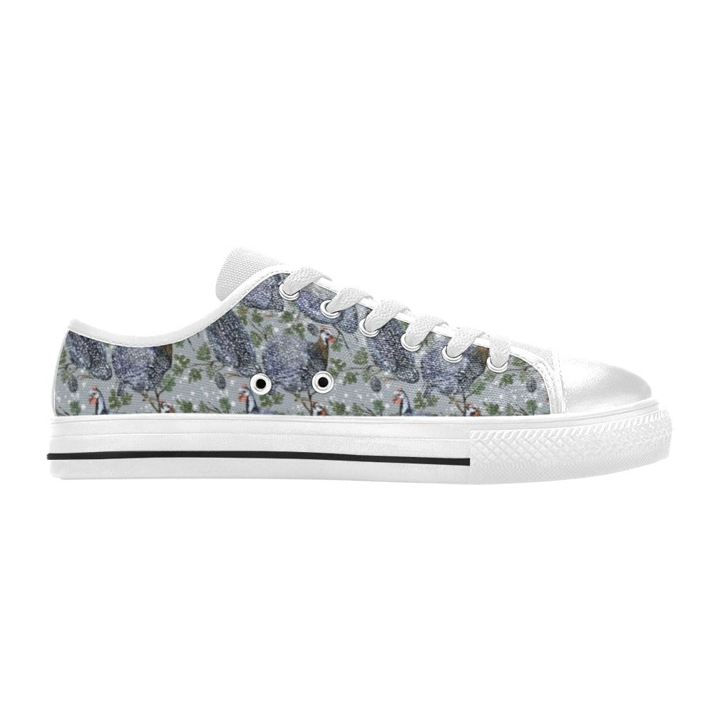 Guinea Fowl Print Design LKS402 Women's White Low Top Shoes