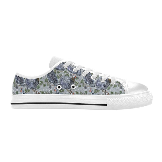 Guinea Fowl Print Design LKS402 Women's White Low Top Shoes