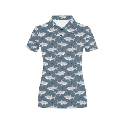 Shark Print Design LKS305 Women's Polo Shirt
