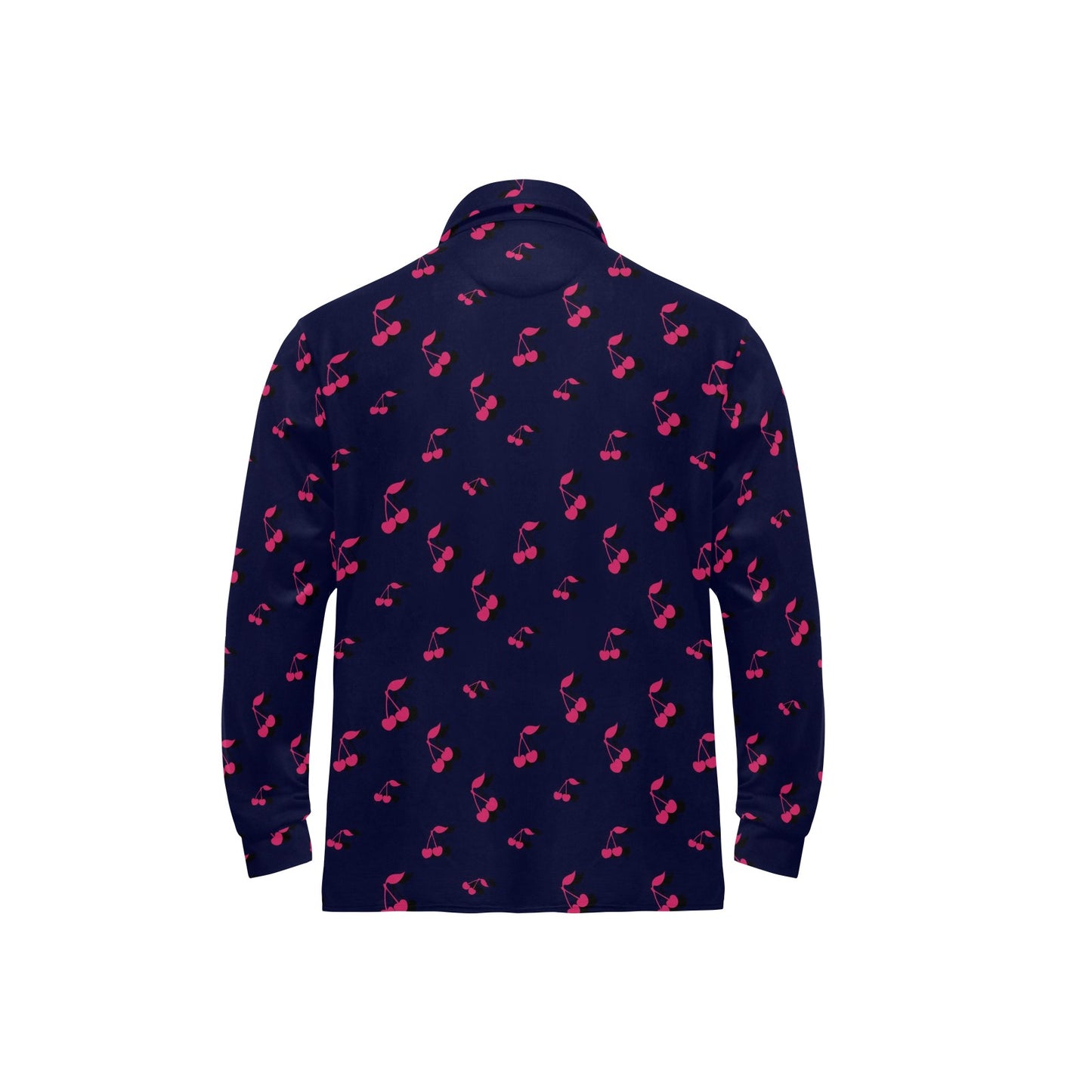 Cherry Pattern Print Design 02 Long Sleeve Polo Shirt For Men's