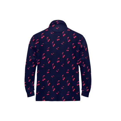 Cherry Pattern Print Design 02 Long Sleeve Polo Shirt For Men's