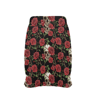 Skull And Roses Print Design LKS303 17" Golf & Pickleball Skort with Pockets