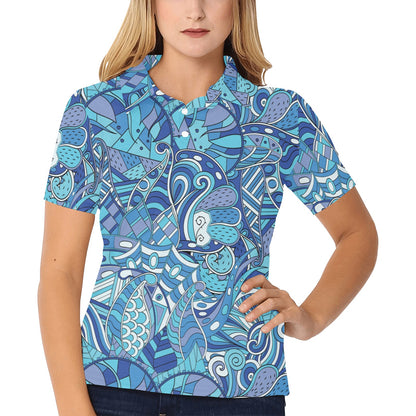 Funky Retro Pattern Print Design A02 Women's Polo Shirt