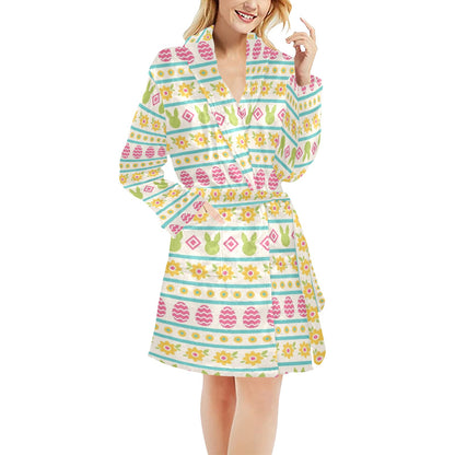 Easter Eggs Pattern Print Design RB016 Women's Fleece Robe