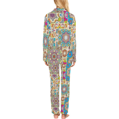 Patchwork Print Design LKS402 Women's Long Pajama Set