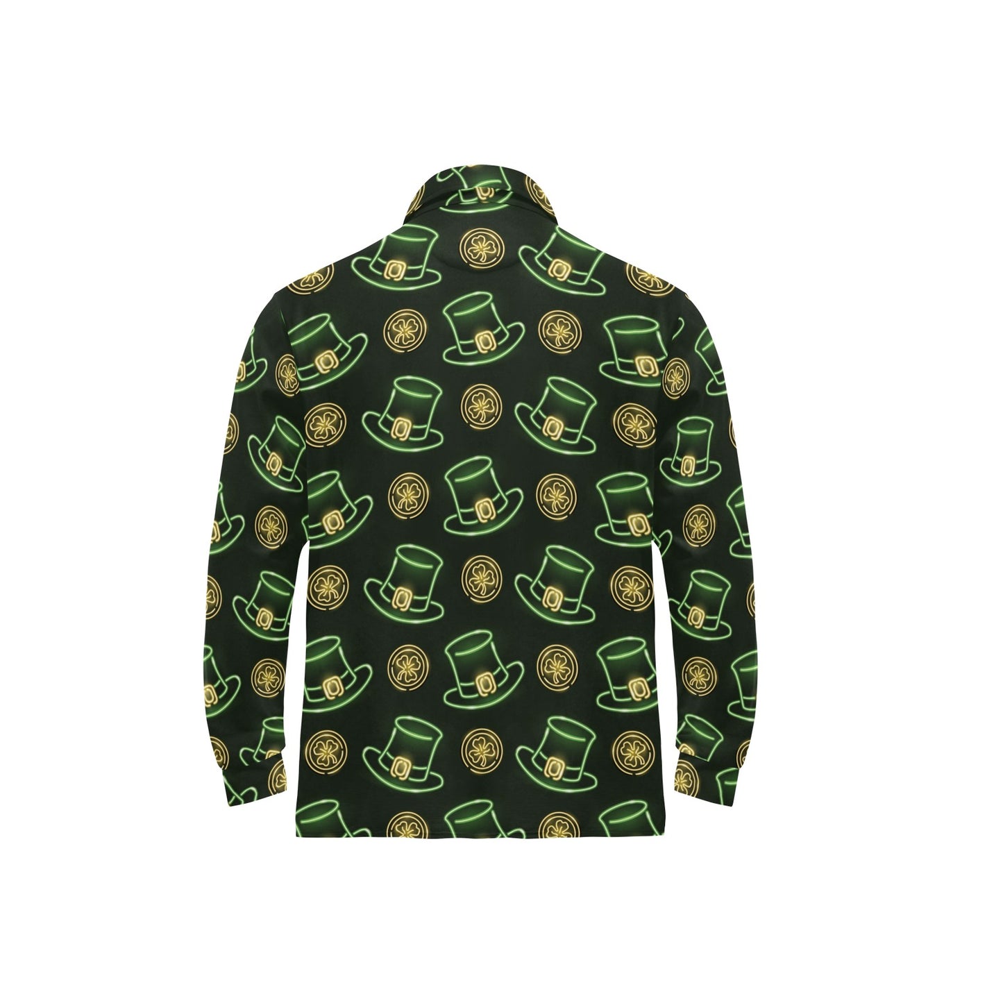 St Patricks Day Print Design LKS308 Long Sleeve Polo Shirt For Men's