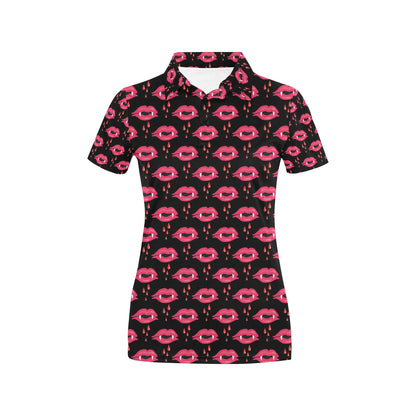 Vampire Lips Print Design LKS303 Women's Polo Shirt
