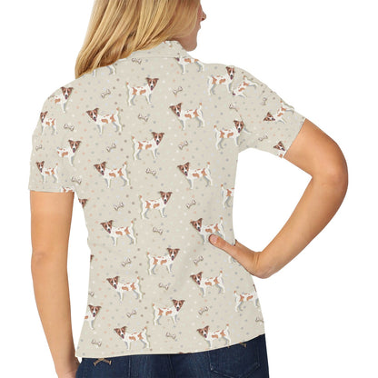 Russell Terriers With Bone Print Design LKS302 Women's Polo Shirt