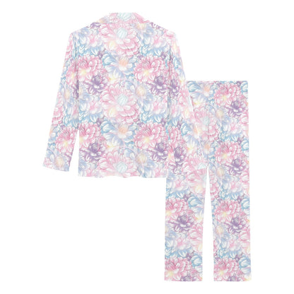 Dahlia Pattern Print Design 01 Women's Long Pajama Set