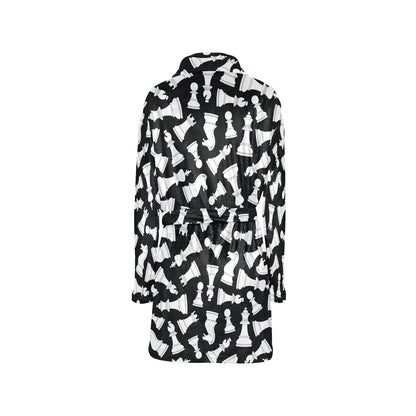 Chess Pattern Print Design 01 Women's Fleece Robe